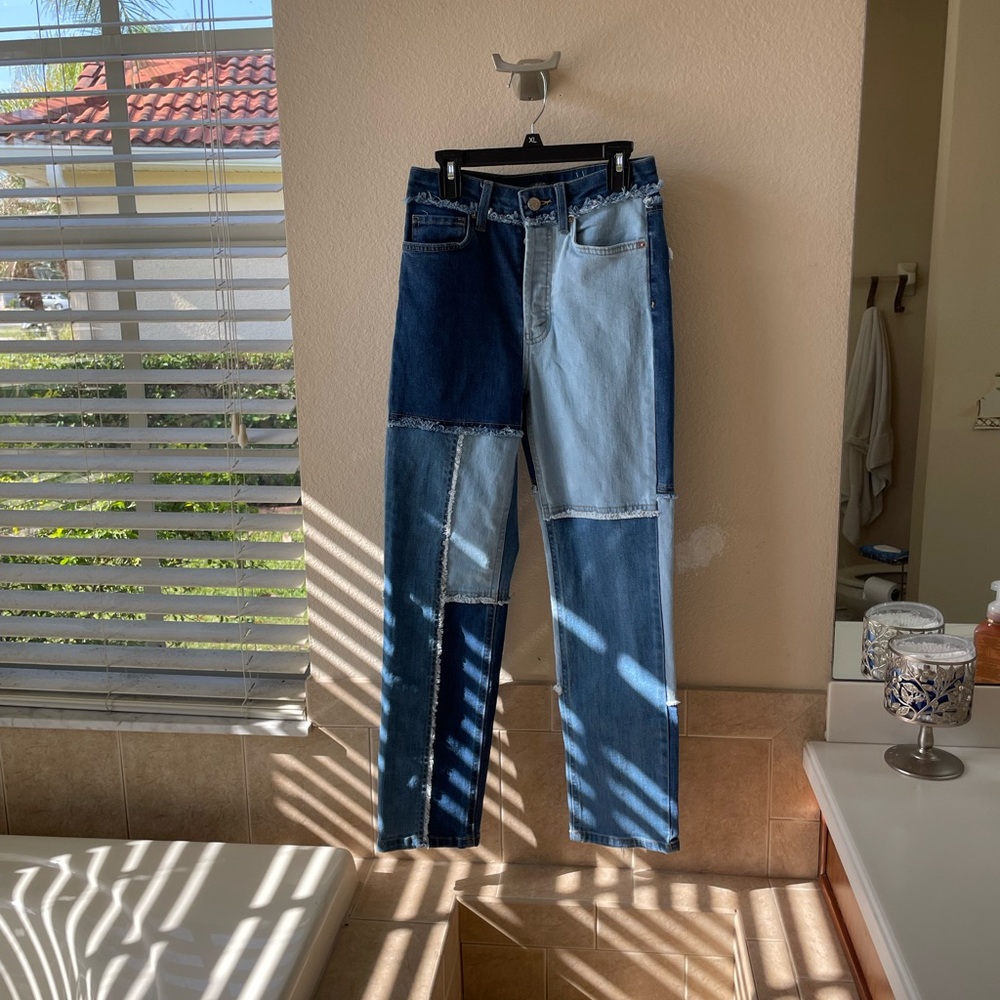 Wild Fable Blue Straight-Leg Jeans with Artistic Design
